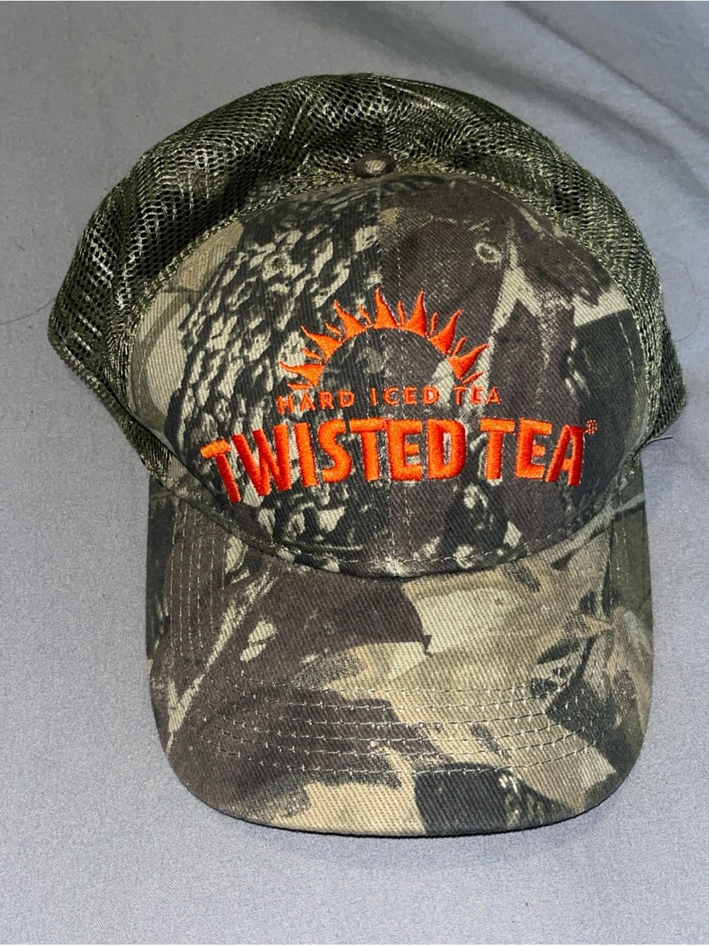 Twisted Tea Camouflage Mesh Cap with Orange Logo